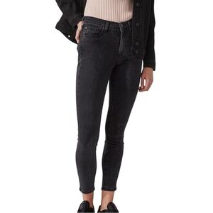FRANK And Oak Debbie Skinny Ankle Crop Denim Jeans Washed Black